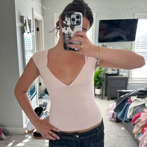 Free People Pink Fitted Crop Bodysuit